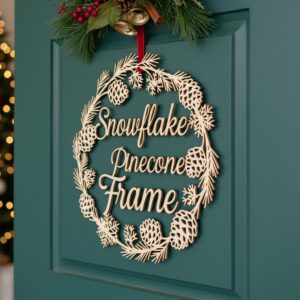 Christmas Door Hanger Bundle, 6 Laser Design Wooden Holiday Welcome Round Signs