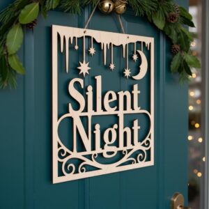 Christmas Door Hanger Bundle, 6 Laser Designs for Round Wood Signs, Porch Decor