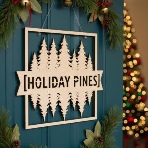 Christmas Door Hanger Bundle, 6 Laser Designs for Round Wood Signs, Porch Decor