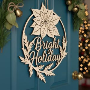 Christmas Door Hanger Bundle, 6 Laser Designs for Round Wood Signs, Porch Decor