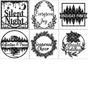 Christmas Door Hanger Bundle, 6 Laser Designs for Round Wood Signs, Porch Decor