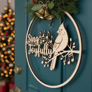 Christmas Door Hanger Bundle, 6 Round Wooden Sign Files for Holiday Decoration