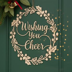 Christmas Door Hanger Bundle, 6 Wooden Sign Files, Festive Round Designs