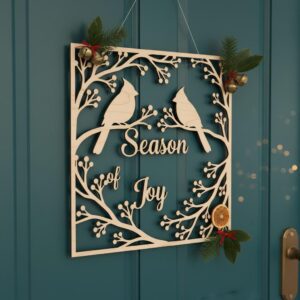 Christmas Door Hanger Bundle, 6 Wooden Sign Files, Festive Round Designs