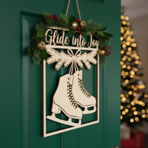 Christmas Door Hanger Bundle, 6 Wooden Sign Files, Festive Round Designs