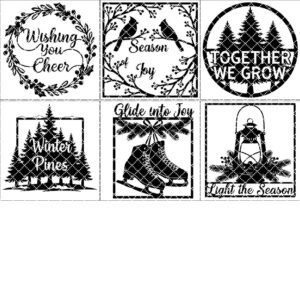 Christmas Door Hanger Bundle, 6 Wooden Sign Files, Festive Round Designs