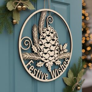 Christmas Door Hanger Bundle, Holiday Laser Files for Wooden Signs, CNC Designs