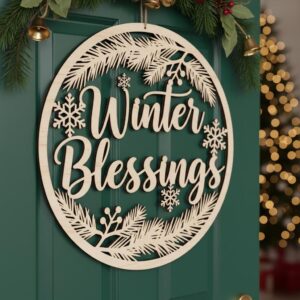 Christmas Door Hanger Bundle, Holiday Wooden Sign Designs, Laser Files Set of 6