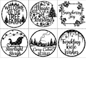 Christmas Door Hanger Bundle, Laser Files for Wooden Holiday Welcome Sign Decor