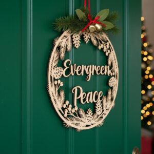 Christmas Door Hanger Bundle, Round Wood Welcome Sign, 6 Festive Holiday Designs