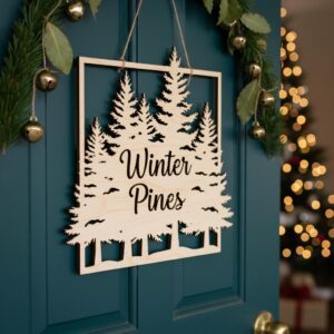 Christmas Door Hanger Bundle, Round Wood Welcome Sign, 6 Festive Holiday Designs