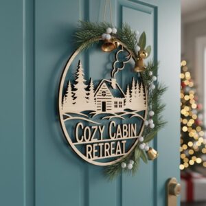 Christmas Door Hanger Bundle, Round Wooden Sign, 6 Festive Designs for Cricut