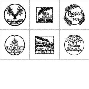 Christmas Door Hanger Bundle, Round Wooden Sign Designs, Holiday Laser Files