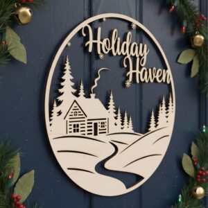 Christmas Door Hanger Bundle, Wooden Sign Files, Holiday Decor for Laser Crafts