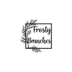 Christmas Door Hanger Frosty Branches Square Frame, Winter Door Sign Download