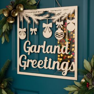 Christmas Door Hanger Laser File, Holiday Garland Welcome Sign Digital Art Download