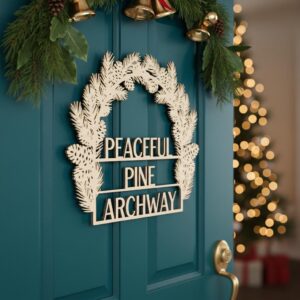 Christmas Door Hanger, Peaceful Pine Archway, Holiday Wreath Sign Decor