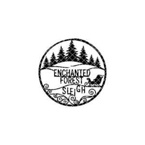 Christmas Door Hanger, Round Enchanted Forest Sleigh, Holiday Home Decor