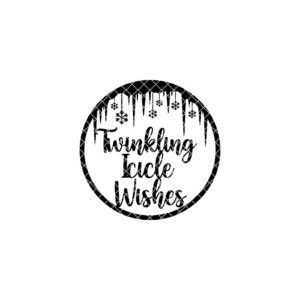 Christmas Door Hanger Round Sign, Twinkling Icicle Wishes, Front Porch Decor