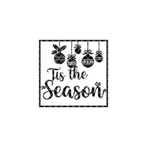 Christmas Door Hanger, Tis The Season Round Holiday Sign with Ornaments, Laser File