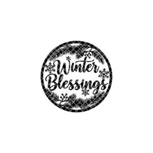 Christmas Door Hanger Winter Blessings Round Sign Laser File Holiday Digital Download