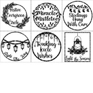 Christmas Door Sign Bundle, Holiday Round Wood Hanger Files, Festive Decor Set