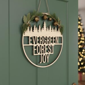 Christmas Round Door Hanger Tree Sign, Welcome Decor, Laser Ready Digital File