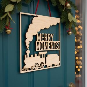 Christmas Train Door Hanger, Merry Moments Sign, Festive Holiday Decor File