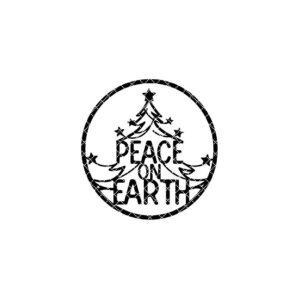 Peace On Earth Christmas Door Hanger, Round Wood Sign, Tree Laser File