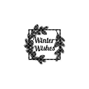 Winter Wishes Christmas Sign, Round Door Hanger, Winter Door Decor Digital Download
