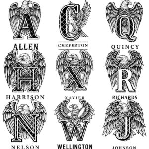 Animal Alphabet Engraving Bundle, Vintage Heraldic Designs for Charcuterie Boards