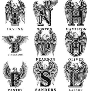 Animal Alphabet Engraving Bundle, Vintage Heraldic Designs for Charcuterie Boards