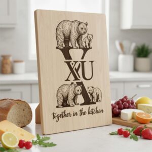Animal Monogram Design, Wooden Family Name Sign, Vintage Engraved Charcuterie Bundle