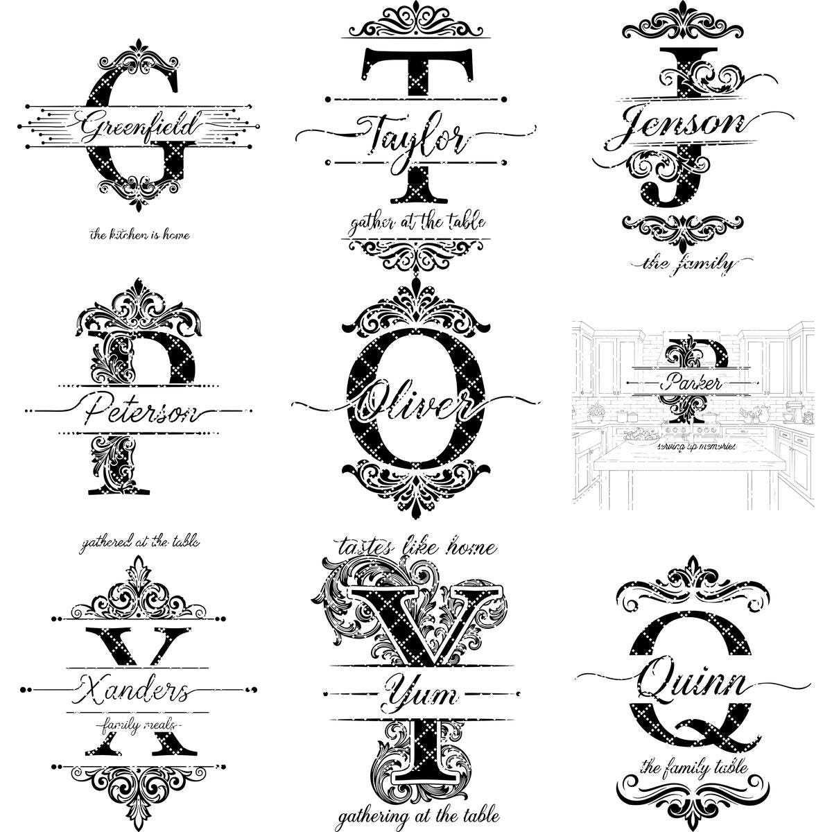 Charcuterie Board Designs, 53 Monogram Bundle, Personalized Family Name Engraving