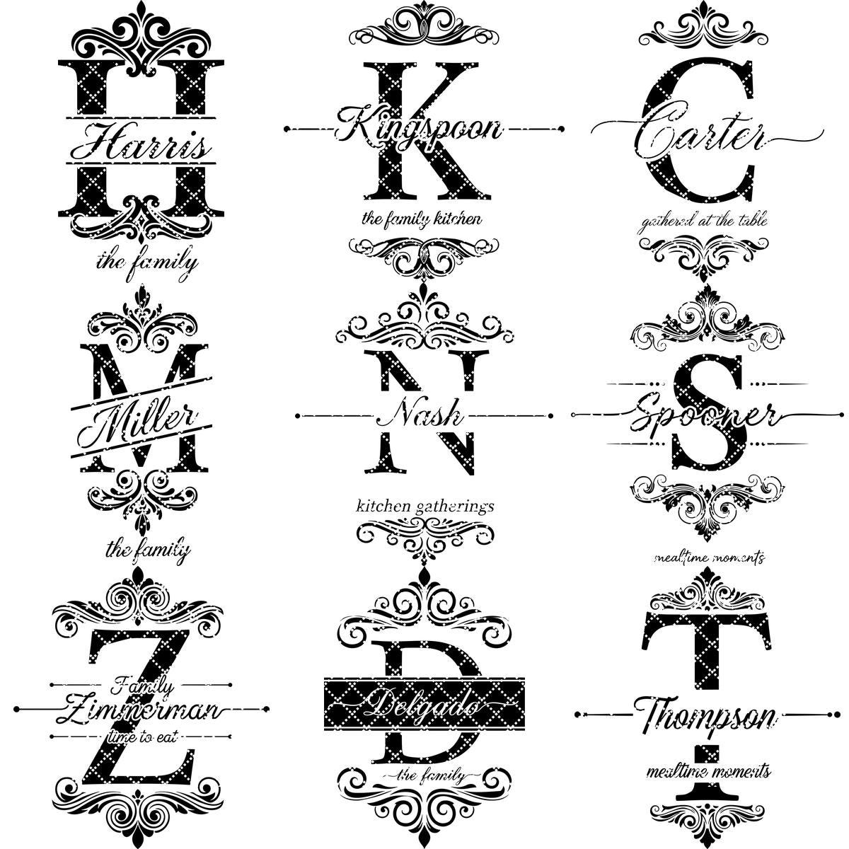 Charcuterie Board Designs, 53 Monogram Bundle, Personalized Family Name Engraving