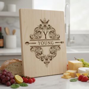 Charcuterie Board Engraving File, 52 Vintage Designs with Family Monogram