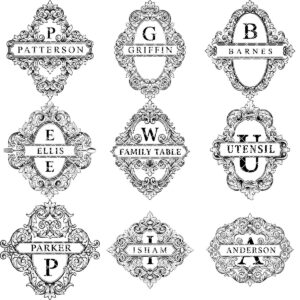 Charcuterie Board Engraving File, 52 Vintage Designs with Family Monogram