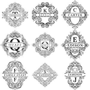 Charcuterie Board Engraving File, 52 Vintage Designs with Family Monogram