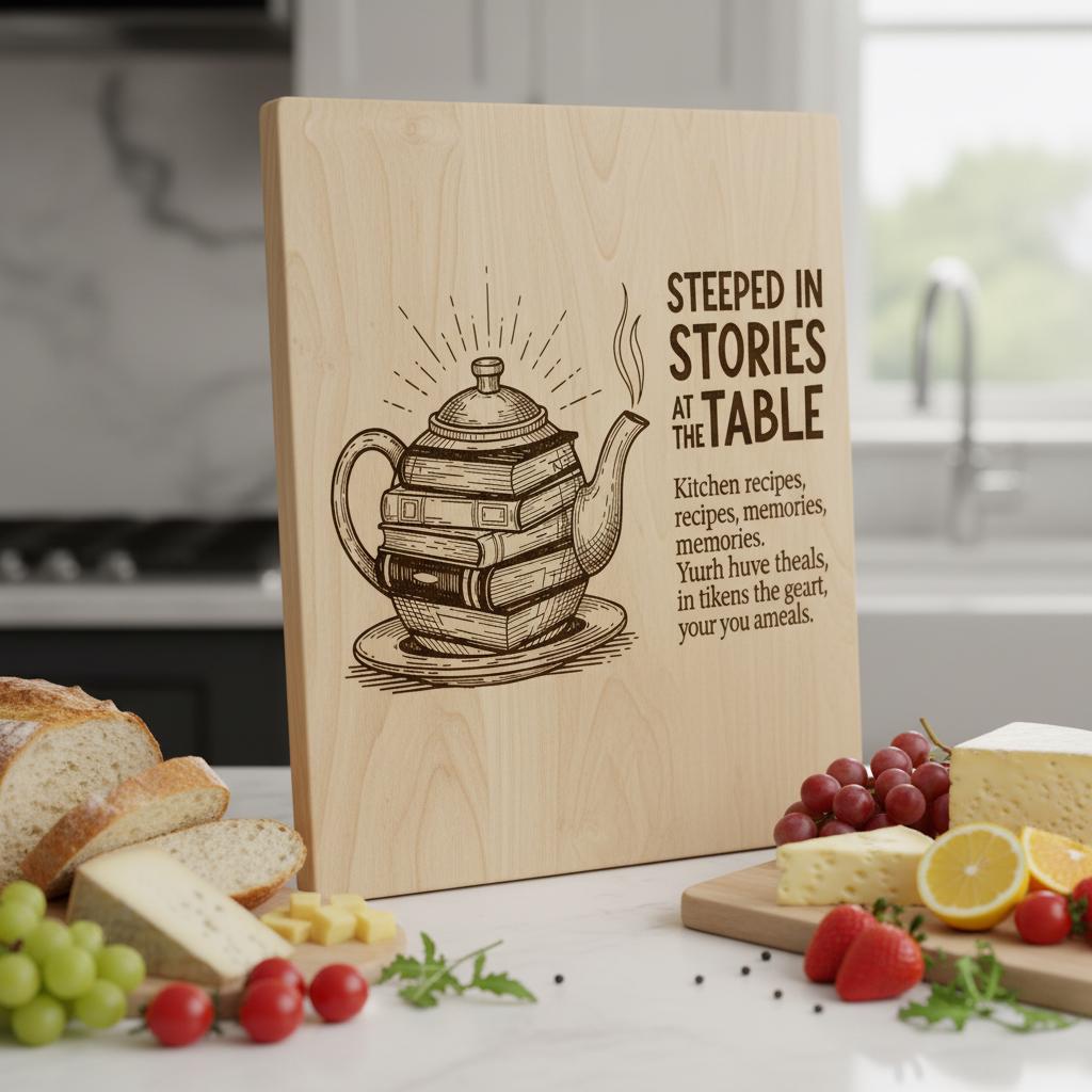 Charcuterie Board Engraving File, Botanical Floral Designs for Personalized Kitchen Decor