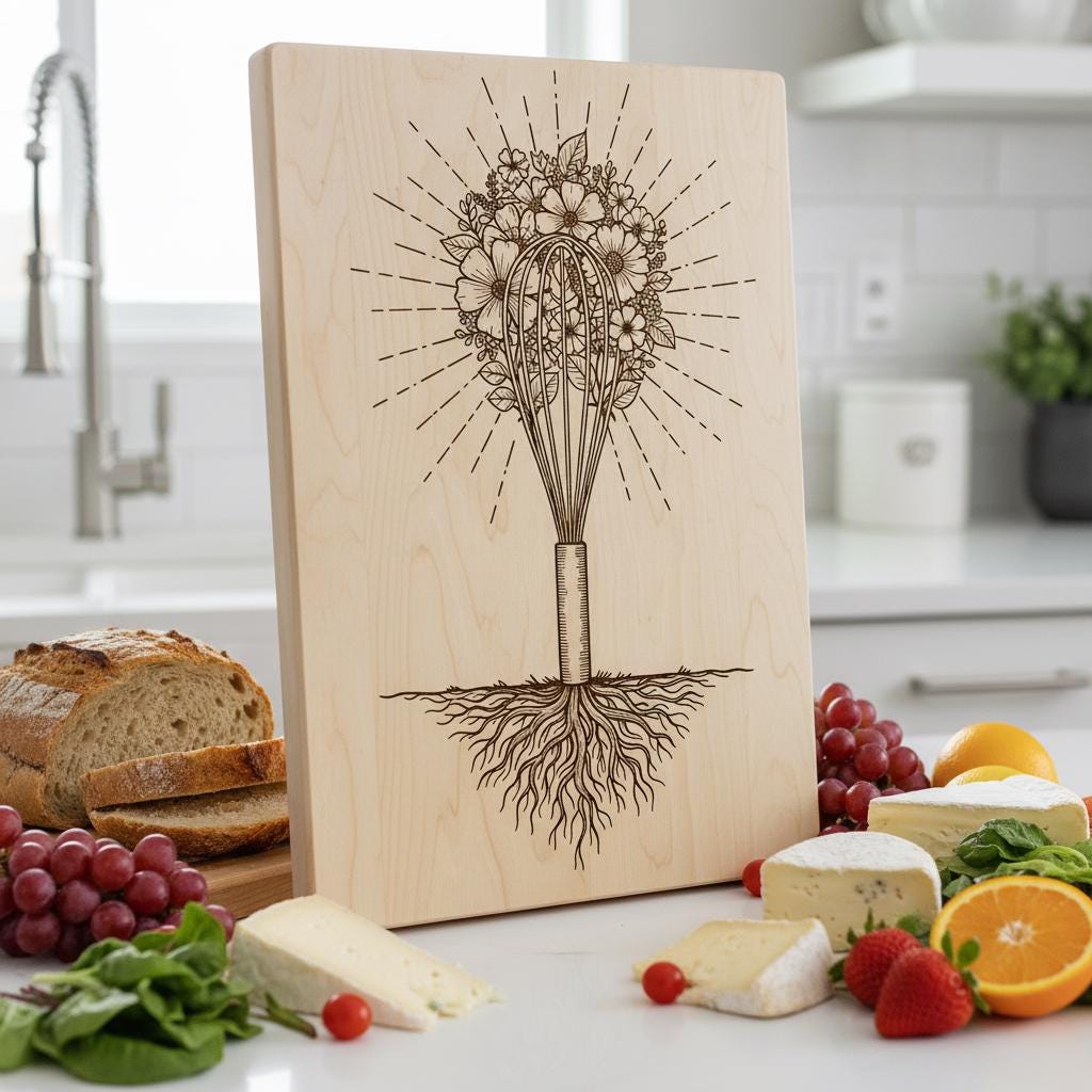 Charcuterie Board Engraving File, Botanical Floral Designs for Personalized Kitchen Decor