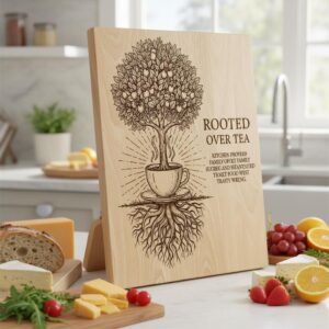 Charcuterie Board Engraving File, Botanical Floral Designs for Personalized Kitchen Decor