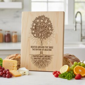 Charcuterie Board Engraving File, Botanical Floral Designs for Personalized Kitchen Decor