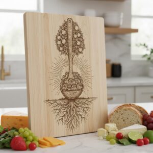 Charcuterie Board Engraving File, Botanical Floral Designs for Personalized Kitchen Decor
