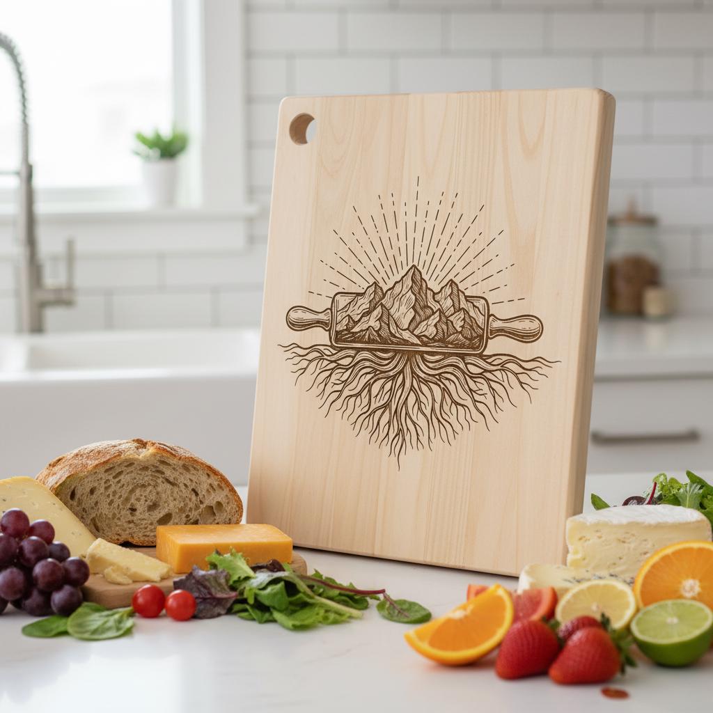 Charcuterie Board Engraving File, Botanical Floral Designs for Personalized Kitchen Decor