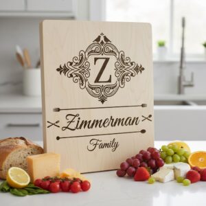 Charcuterie Board Engraving File Bundle with Vintage Monogram and Family Name Designs for Glowforge