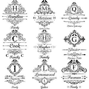 Charcuterie Board Engraving File Bundle with Vintage Monogram and Family Name Designs for Glowforge