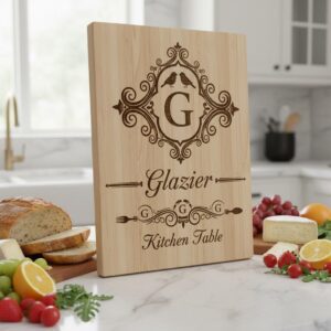 Charcuterie Board Engraving File Bundle with Vintage Monogram and Family Name Designs for Glowforge