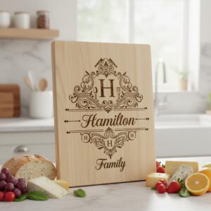 Charcuterie Board Engraving File Bundle with Vintage Monogram and Family Name Designs for Glowforge