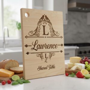 Charcuterie Board Engraving File Bundle with Vintage Monogram and Family Name Designs for Glowforge