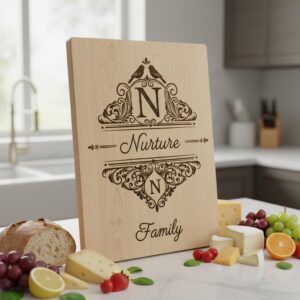 Charcuterie Board Engraving File Bundle with Vintage Monogram and Family Name Designs for Glowforge